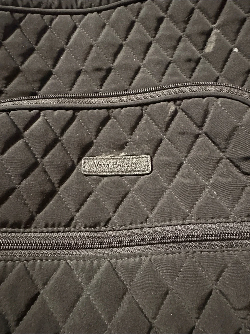 Vera Bradley Black Quilted Backpack with Polka Dot Trim